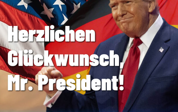 Ein strahlender Donald Trum, der soeben die Wahl gewonnen hat