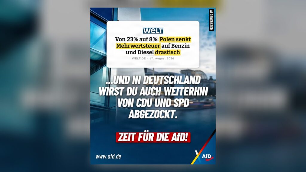 Polen senkt Mehrwertsteuer auf Kraftstoff: Das wollen wir auch für Dich!